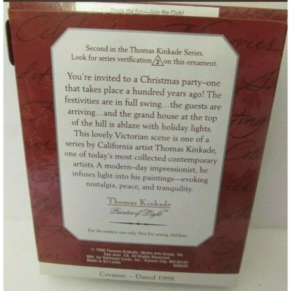 Ornament Hallmark Keepsake Ceramic Victorian Christmas II Thomas Kinkade 1998 - Picture 4 of 8